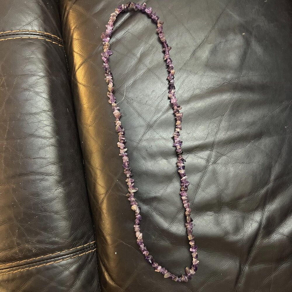 Long Natural Amethyst Chips Beads Strand